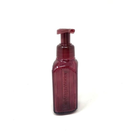 Bath & Body Works Maroon Vertical Lines Foaming Hand Soap Dispenser Glass - Picture 2 of 7